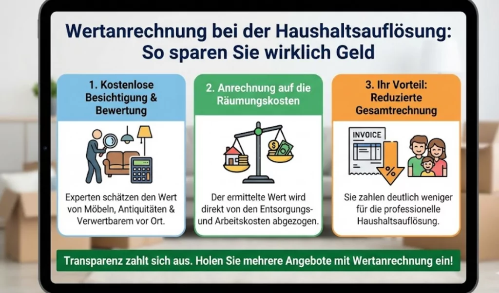Wertanrechnung Haushaltsauflösung: So sparen Sie bares Geld